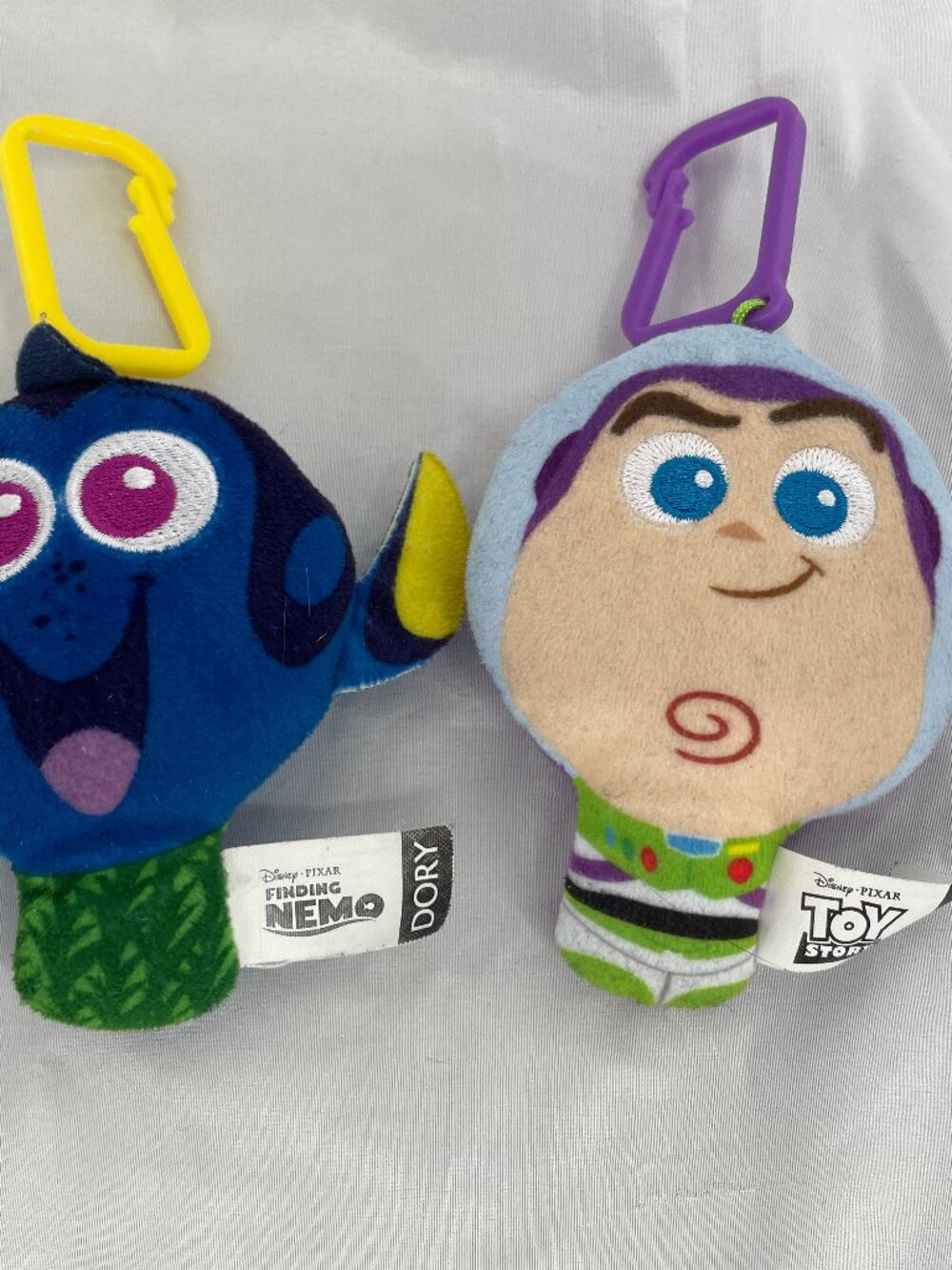 Vintage McDonalds Disney Kids Meal Plush Buzz Lightyear and Dory Keychain Set